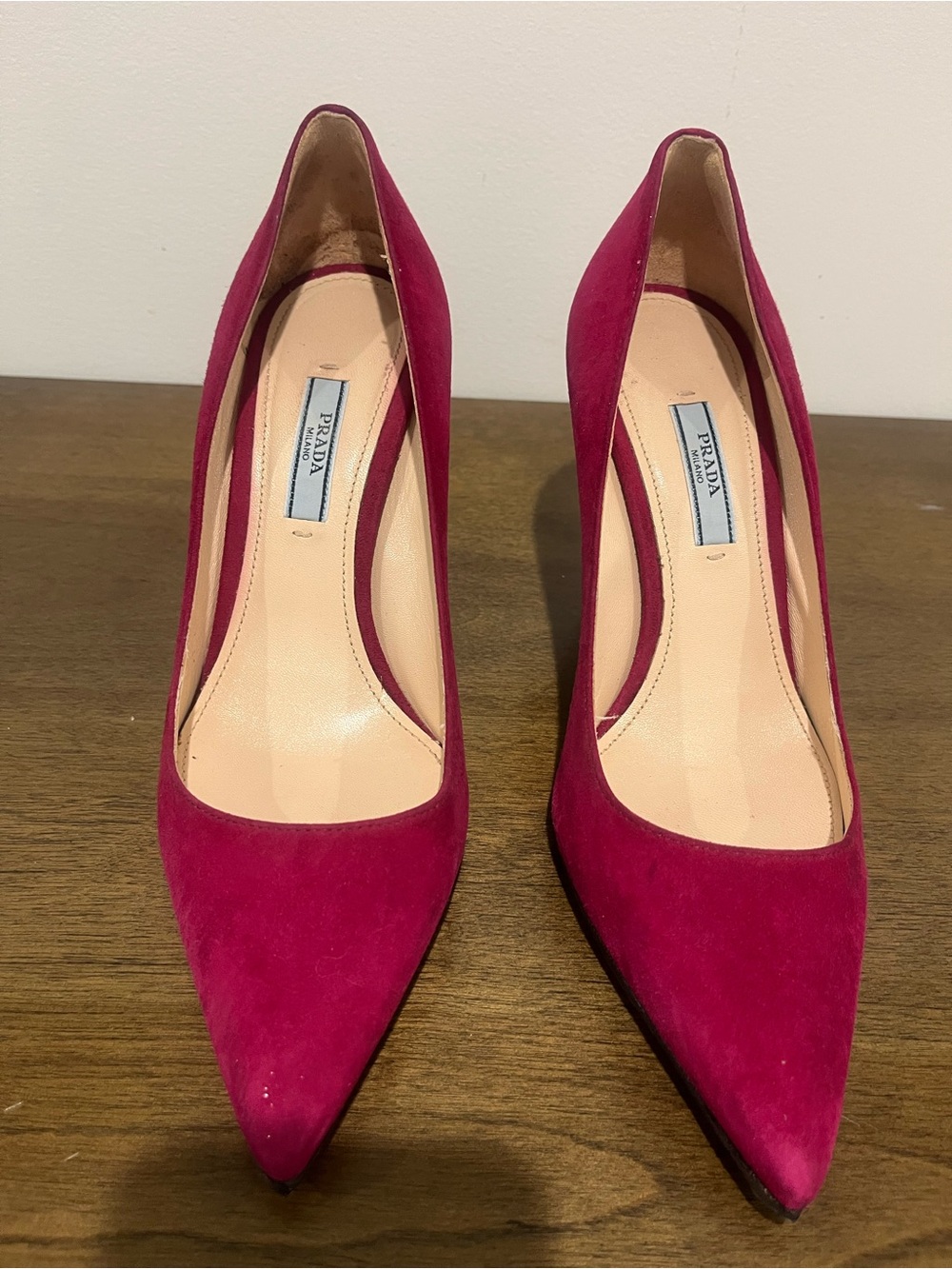 Prada Fuchsia Suede Pointed-Toe Pumps Size 38